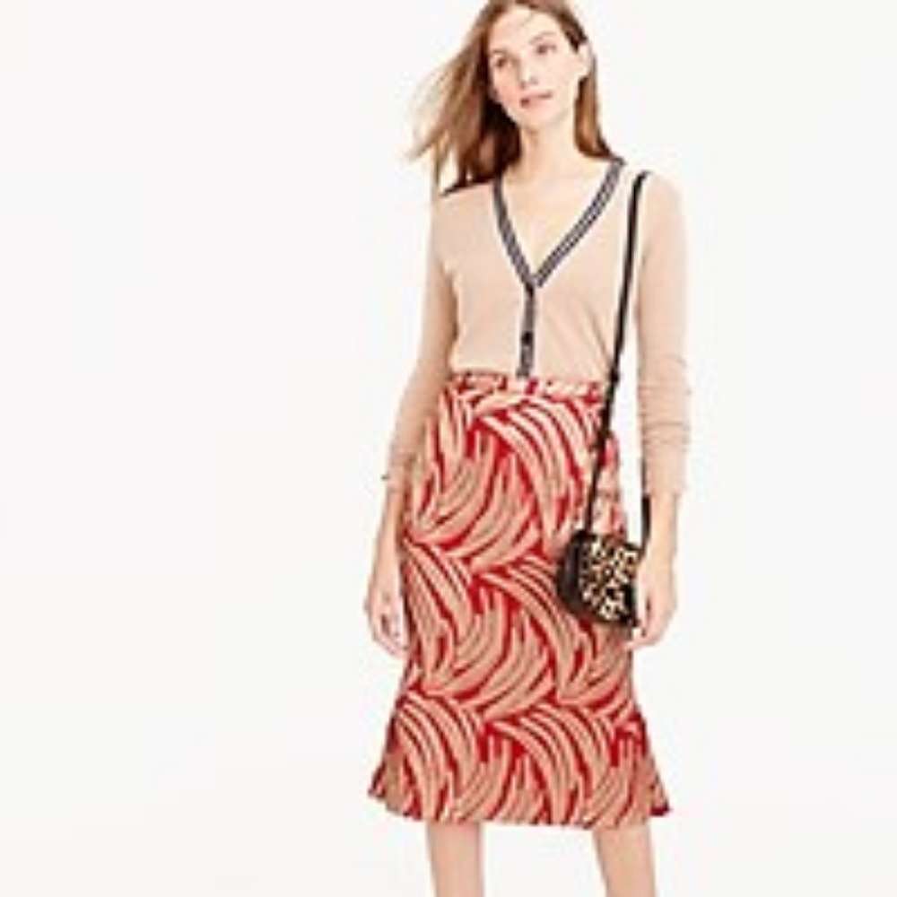 JCrew Collection  Skirt in Palm Leaf Jacquard Sz2
